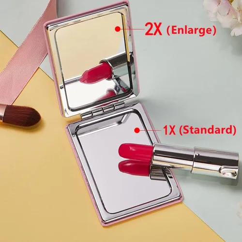 Miniatura 3 de Espejo compacto para hombres, mujeres y niñas, espejos de maquillaje de viaje negros para bolso y bolsillo, espejo portátil de doble cara sin
