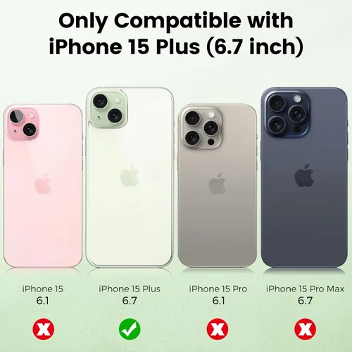 Miniatura 6 de [Paquete de 2] Protector de pantalla trasera para iPhone 15 Plus, protector de pantalla de vidrio templado antiarañazos y burbujas, película trasera