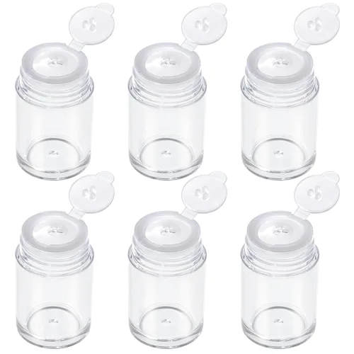 Miniatura 10 de RAYNAG 6 botellas vacías de polvo suelto para viajes, cosméticos con purpurina en polvo, para sombra de ojos, botella agitadora con tamiz y tapas
