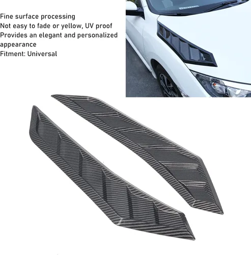 Miniatura 2 de Fydun Cubierta de capó de ventilación para capó, 2 unidades, fibra de carbono, goma delantera, ventilación universal para automóvil