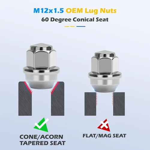Miniatura 6 de Dynofit Tuercas de llanta OEM de 0.472 in x 1.5 para fusión 2005-2021, Escape 2001-2026, enfoque 2008-2018, tuercas de rueda de estilo de una pieza