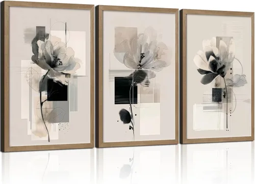 Miniatura 12 de Arte de pared enmarcado abstracto floral con alas de ángel, impresión en lienzo, póster romántico de galería, imagen elegante con plumas y flores