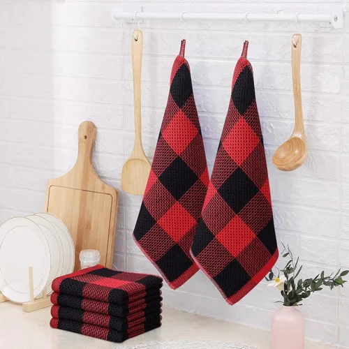 Miniatura 4 de Homaxy Trapos de cocina a cuadros de 100% algodón, 12 x 12 pulgadas, paños de cocina súper suaves y absorbentes, de secado rápido, paquete de 6