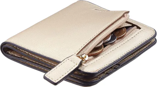 Miniatura 2 de Gostwo - Cartera compacta de piel genuina de lujo para mujer con bloqueo de RFID y ventana de identificación