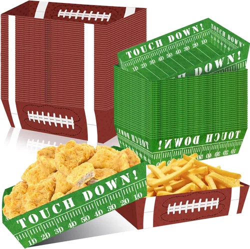 50 piezas de recuerdos y suministros para fiestas de fútbol americano - Bandeja de comida de papel, barcos de servir desechables para fiestas de