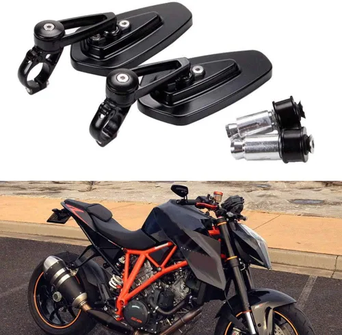 Espejos retrovisores negros de aluminio CNC para extremos de manillar de motocicleta Compatible con GROM MSX125 CB500F Kawasaki Z125 pro Z650 Z750