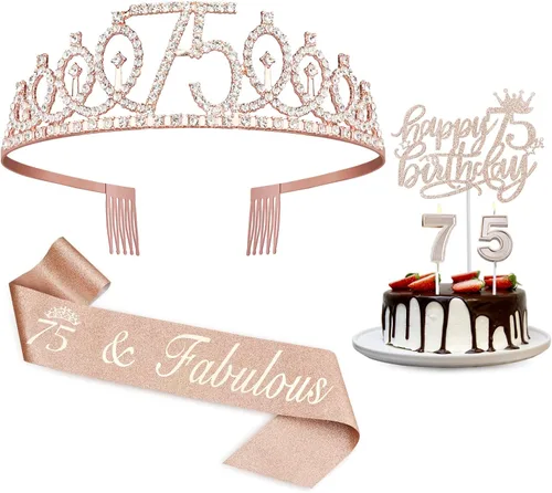 Miniatura 42 de Decoraciones de cumpleaños número 13 para niñas, incluyendo corona/tiara de cumpleaños 13, banda oficial para adolescentes y decoración de pastel