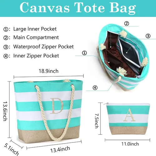 Miniatura 45 de YOOLIFE Beach Bags for Women - Travel Canvas Beach Tote, Pool Waterproof Bag, Travel Essentials, Gifts for Women Birthday