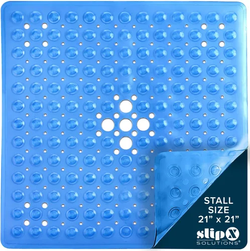 SlipX Solutions - Alfombrilla cuadrada para ducha que proporciona una resistencia fiable a los deslizamientos (lados de 21 pulgadas, 160 ventosas,