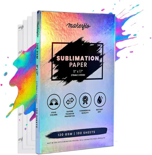 Miniatura 10 de Makerflo Papel de sublimación, 100 hojas de 8.5 x 11 pulgadas, sublimación de transferencia de calor para vasos, camisetas, fundas de teléfono