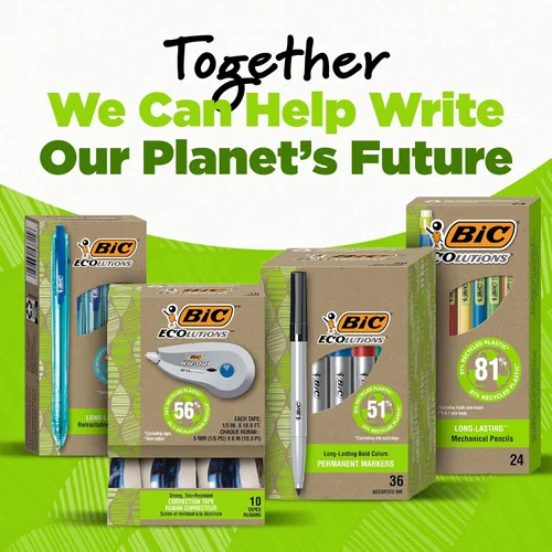 Miniatura 9 de BIC Ecolutions Clic Stic - Bolígrafos negros de punta redonda, punta media (1.0 mm), paquete de 12 unidades, bolígrafos retráctiles de punta redonda