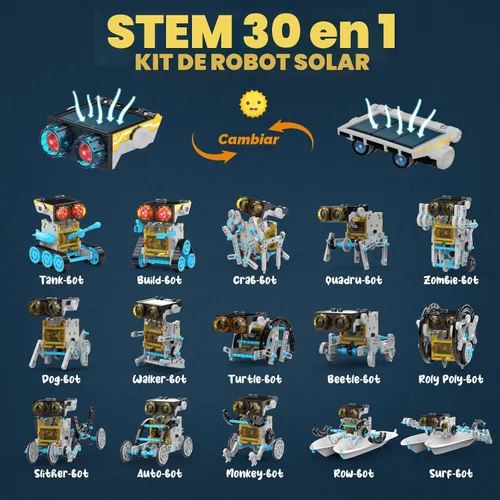 Miniatura 3 de Wesfuner Kit de robot solar 30 en 1, 243 piezas, juego educativo STEM para niños de 8 a 12 años, regalo de experimento científico para cumpleaños