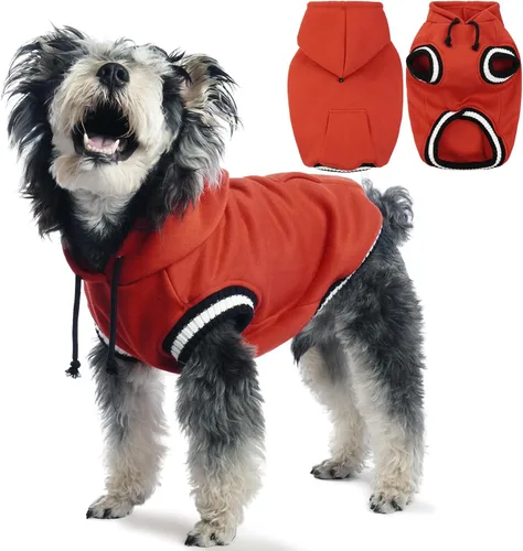 Miniatura 7 de FuaMEY Sudadera con capucha para perro, suéter de forro polar para invierno, sudadera con bolsillo, suave y cálida, atuendo navideño, chaleco