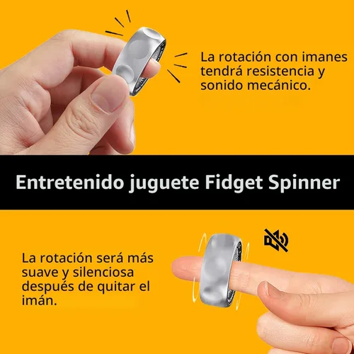 Miniatura 5 de Fidget Spinner para alivio del estrés – Anillo magnético fidget DIY con sonidos atractivos, juguetes de acero inoxidable EDC para adultos y Negro