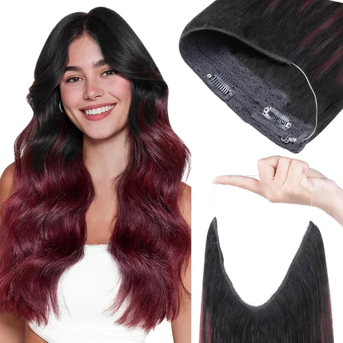 Miniatura 34 de GOO GOO Extensiones de Cabello Humano con Alambre, 18A/613A Rubio Oscuro mezclado con Rubio Decolorado Resaltado 18 pulgadas 95g, Extensiones