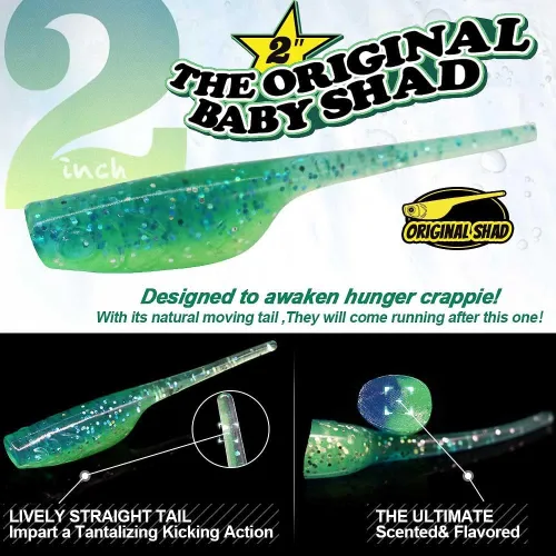 Miniatura 2 de Kit de Señuelos para Crappie - Plásticos - Cabezas de Jig - Kit de Shad - Minnow - Señuelos de Pesca para Crappie - Panfish - Bluegill - Kit de 40