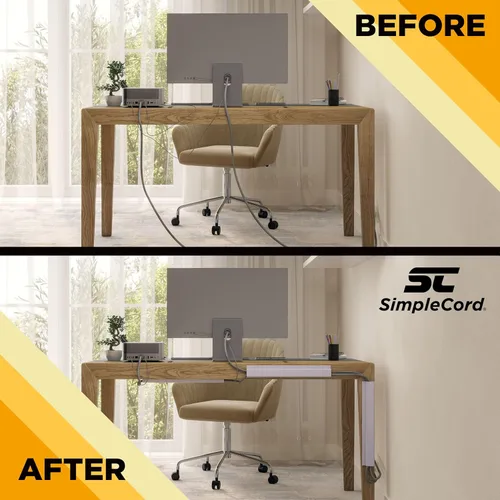 Miniatura 7 de Simple Cord - Paquete de 5 cables de canal J de 16 pulgadas para debajo del escritorio, organizador de cables adhesivo fácil de instalar