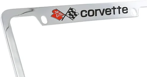 Miniatura 2 de Chevrolet Corvette C3 - Marco de matrícula grabado en la parte superior de metal cromado