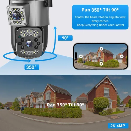 Miniatura 2 de V380pro WiFi 2.5 pulgadas PTZ SC03-W Negro 4MP seguridad CCTV IP inalámbrica cámara PTZ lente dual
