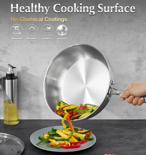 Miniatura 2 de KOCH SYSTEME CS Juego de utensilios de cocina de acero inoxidable de tres capas, 10 piezas, juego profesional de ollas y sartenes de acero Stianless