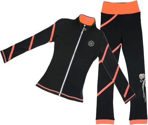 Miniatura 8 de LIUHUO Pantalones de chaqueta en espiral para patinaje artístico, pantalones de vellón para niñas, pantalones negros para mujer