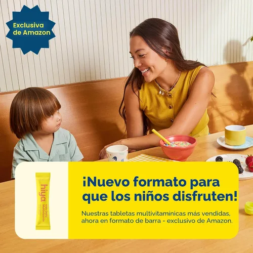 Miniatura 2 de Hiya Multivitamínico para niños, más de 15 vitaminas y minerales esenciales con frutas y verduras para mayores de 2 años, apoya el crecimiento