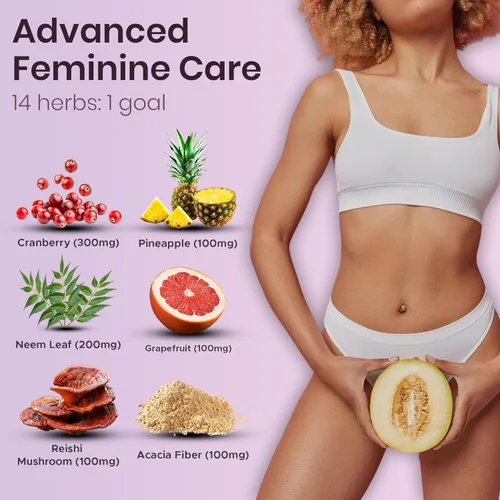 Miniatura 8 de Probiótico de microflora vaginal para mujer Apoya el equilibrio de ITU, levadura y pH Mezcla de hidratación diaria con arándano, D-manosa, aloe