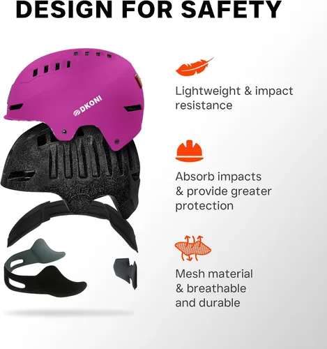 Miniatura 5 de DKONI Casco de bicicleta con luces LED, casco de bicicleta para viajeros, casco de ciclismo recargable por USB, casco de luz LED frontal y trasera