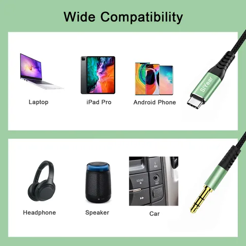 Miniatura 4 de Cable de audio USB C a 0.138 in, TRS de 1/8 pulgadas a USB tipo C Aux para altavoz estéreo de automóvil, cable auxiliar compatible con iPhone 15, 16