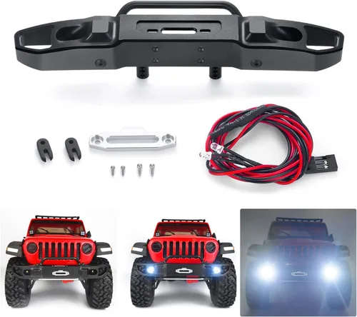 Miniatura 5 de MORLORDY Parachoques delantero RC con luces LED para 1/10 RC Truck Crawler Car SCX10 III AXI030007 JLU Accesorios Actualizaciones