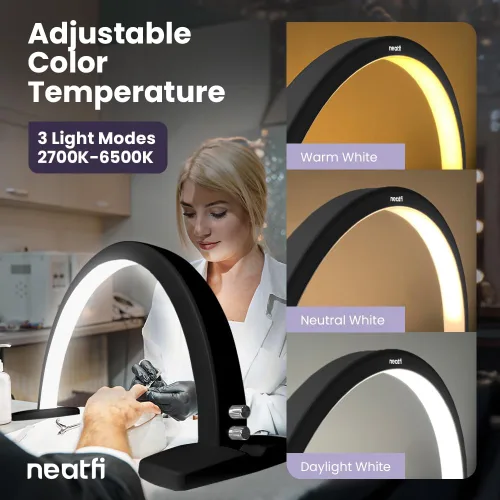 Miniatura 4 de Neatfi Luz de Media Luna para Lámpara de Escritorio de Uñas, Lámpara de Mesa, Múltiples Modos de Iluminación de Escritorio para Esteticistas