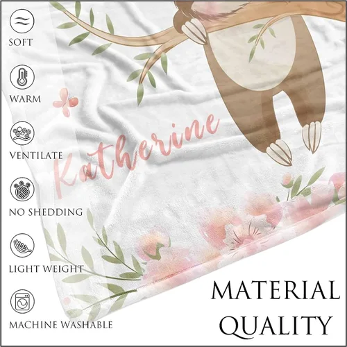 Miniatura 5 de Manta de bebé personalizada para niñas con nombre, manta de bebé personalizada con nombre de animales del bosque, manta de forro polar con nombre