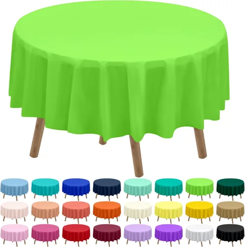 Miniatura 17 de Paquete de 2 manteles de plástico desechables de 84 pulgadas de color azul aguamarina, manteles circulares para baby shower, baby shower, PEVA, azul