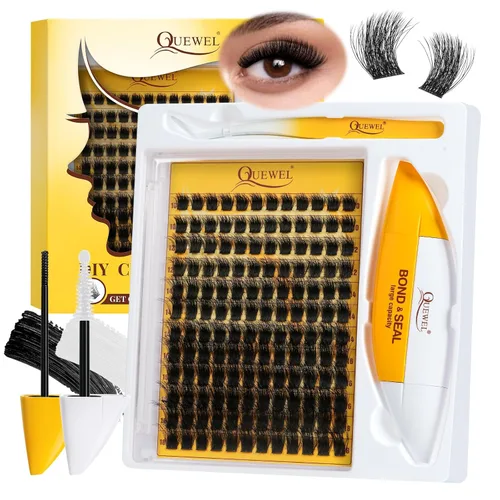 Miniatura 13 de QUEWEL Fairy-Lash-Clusters, 144 piezas Manga-Lash-Clusters Mix10-18mm Banda Invisible Natural Finas Clusters de Pestañas para Extensiones