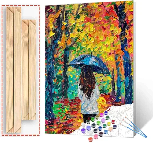Miniatura 23 de TUMOVO Pintura por números para niñas con flores para adultos, principiantes, mujeres rodeadas de abejas, pintura acrílica por números, pintura