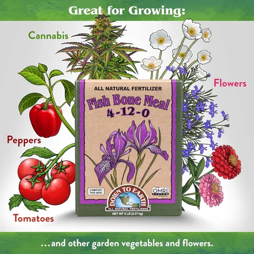 Miniatura 3 de Down To Earth All Natural Fertilizers Harina de hueso de pescado orgánica - Alimento vegetal alto en fósforo para brotes, bulbos, flores, macizos