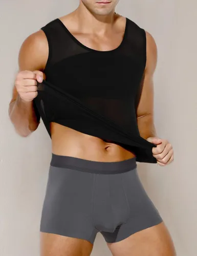 Miniatura 8 de Arjen Kroos Camisa adelgazante para hombre con malla, camiseta de compresión con elasticidad en 4 direcciones, moldeador del cuerpo para pecho