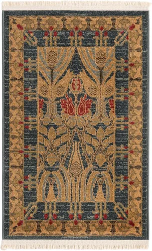 Miniatura 3 de Unique Loom Edinburgh Collection - Alfombra rectangular (2 pies x 3 pies 1 pulgada, rectangular, azul marino/bronceado)