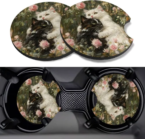 Miniatura 26 de Posavasos para automóvil, paquete de 2 posavasos para automóvil, 2.75 pulgadas, antideslizantes y absorbentes, para portavasos de automóvil