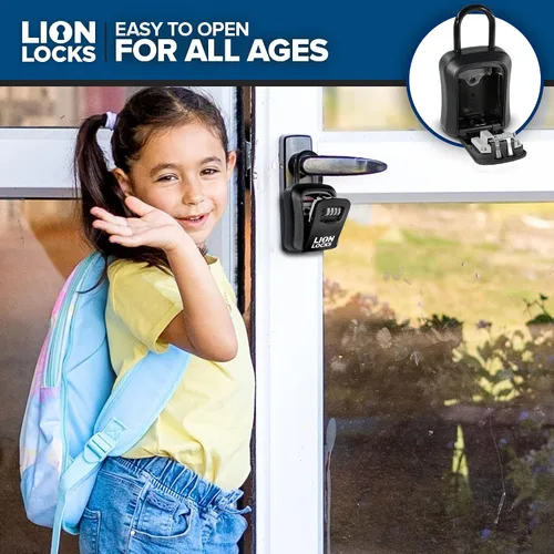 Miniatura 5 de Lion Locks Caja de seguridad para llaves, paquete de 6 unidades, color negro, solución segura para llaves con cerradura de combinación para hogares