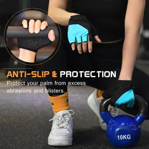 Miniatura 5 de sunnex Guantes de entrenamiento para mujer – Guantes de levantamiento de pesas transpirables con acolchado de silicona antideslizante, guantes
