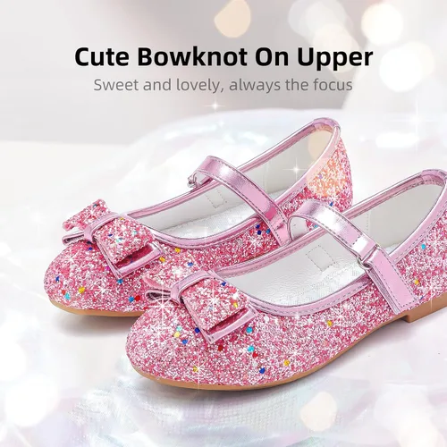 Miniatura 4 de Parrosoo Zapatos de vestir para niñas, zapatos Mary Jane, zapatos de ballet, zapatos de tacón bajo para niña, escuela, princesa, zapatos de boda