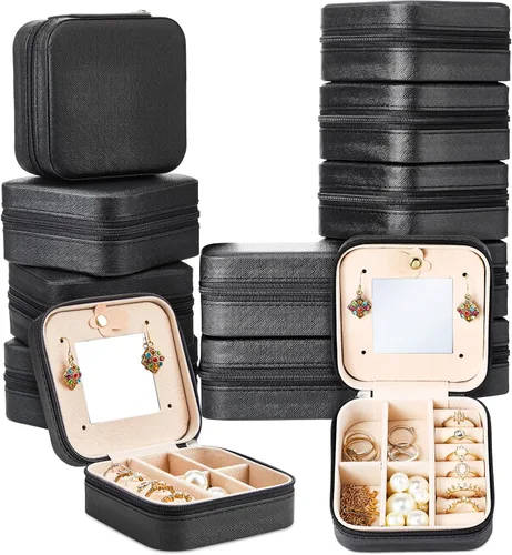 Miniatura 14 de Joyero de viaje de 10 piezas, cajas de regalo de dama de honor, organizador de viaje con espejo, caja pequeña de joyería, mini caja organizadora