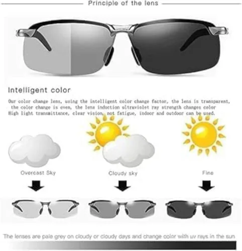 Miniatura 5 de Lentes de sol polarizados fotocromáticos para hombre, lentes deportivos y de conducción UV400, lentes adaptables de día y noche, gafas de ciclismo