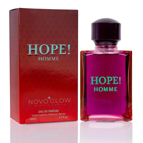 NovoGlow Hope Homme - 100ml de perfume en spray para hombres - Fragancia cálida y duradera de aroma floral picante durante todo el día - Incluye