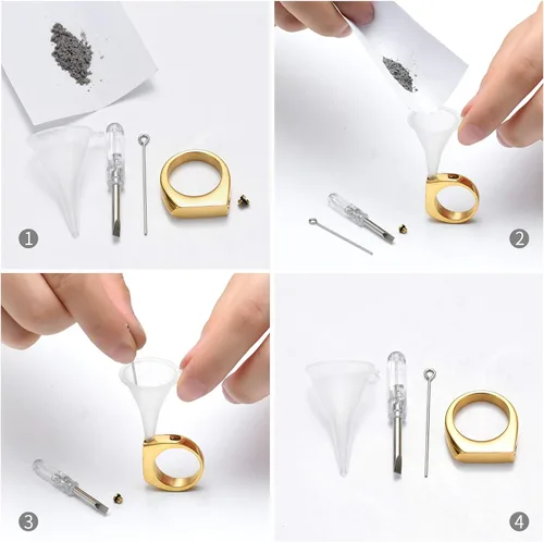 Miniatura 27 de Joyería de cremación para cenizas, geometría, estilo simple, anillo conmemorativo para cenizas, soporte para cenizas con kit de relleno, anillo
