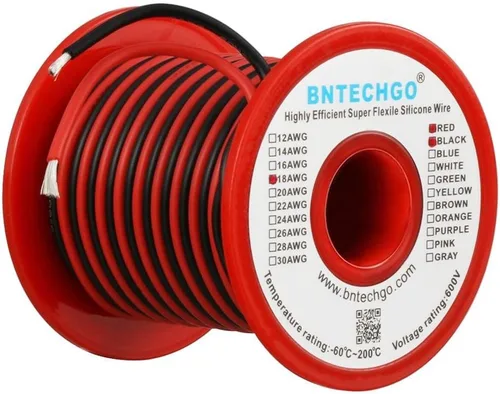 Miniatura 44 de BNTECHGO Carrete de alambre de silicona de calibre 16, rojo de 25 pies y negro, 25 pies, 2 cables separados, alambre de cobre estañado flexible