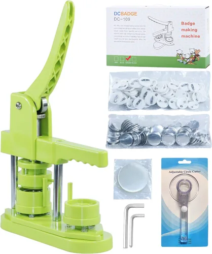 Miniatura 8 de HAPPIZZA- Prensa para fabricar pines de 2.25 pulgadas por tu cuenta, de tercera generación y sin instalación, incluye 100 piezas, imágenes, cortador