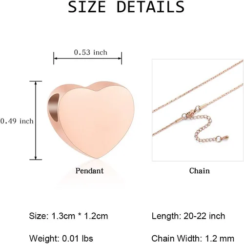 Miniatura 44 de constantlife Joyería de cremación para cenizas – Colgante de corazón conmemorativo collar de urna conmemorativa soporte para cenizas de acero