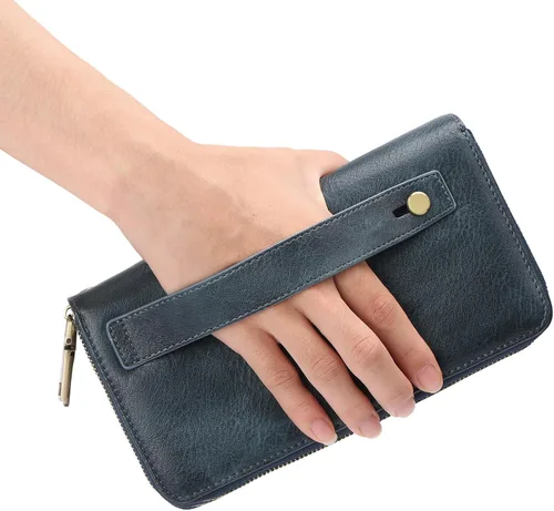 Miniatura 7 de GAEKEAO Cartera de mano para mujer, con bloqueo RFID, de piel, de gran capacidad, con correa de mano